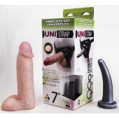 Страпон-унисекс с двумя насадками UNI strap 7  Harness - 19 и 16 см. - LOVETOY (А-Полимер) - купить с доставкой в Симферополе