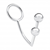 Кольцо на пенис с анальным стимулятором Two Bead Stainless Steel Anal Hook   Cock Ring - BlueLine - в Симферополе купить с доставкой