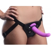 Лиловый поясной страпон Navigator Silicone G-Spot Dildo with Harness - 17,8 см. - XR Brands - купить с доставкой в Симферополе
