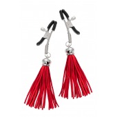 Зажимы на соски «Прищепки» с красными кисточками из замши - Pecado - купить с доставкой в Симферополе