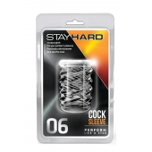 Прозрачная насадка с объёмными чёрточками STAY HARD COCK SLEEVE 06 CLEAR - Blush Novelties - в Симферополе купить с доставкой