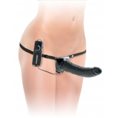 Черный страпон с вагинальной пробкой Deluxe Vibrating Penetrix Strap-On - 19 см. - Pipedream - купить с доставкой в Симферополе