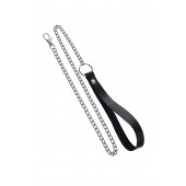 Поводок с ручкой из черной натуральной кожи и карабином для ошейника - Pecado - купить с доставкой в Симферополе