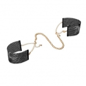 Чёрные дизайнерские наручники Desir Metallique Handcuffs Bijoux - Bijoux Indiscrets - купить с доставкой в Симферополе