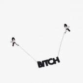 Зажимы на соски с кожаной подвеской Bitch - Crazy Handmade - купить с доставкой в Симферополе