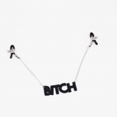 Зажимы на соски с кожаной подвеской Bitch - Crazy Handmade - купить с доставкой в Симферополе
