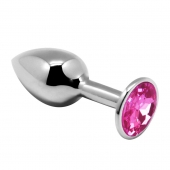Серебристая анальная втулка Mini Metal Butt Plug Size M с розовым кристаллом - Adrien Lastic в Симферополе Серебристая анальная втулка Mini Metal Butt Plug Size M с розовым кристаллом - Adrien Lastic