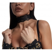 Черный ажурный чокер с золотистой фурнитурой - Crazy Handmade - купить с доставкой в Симферополе