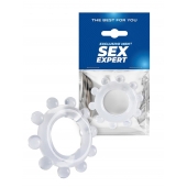 Прозрачное эрекционное кольцо со стимулирующими шариками - Sex Expert - в Симферополе купить с доставкой