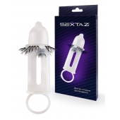 Эластичная насадка на пенис с подхватом мошонки и стимулирующими «ресничками» - Sextaz - в Симферополе купить с доставкой