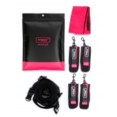 Черно-розовый эротический набор: фиксатор, оковы, наручники, повязка - Erokay - купить с доставкой в Симферополе