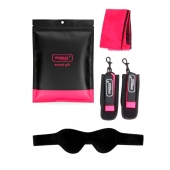 Черно-розовый эротический набор: маска, наручники и повязка - Erokay - купить с доставкой в Симферополе