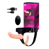 Женский страпон с 2 насадками, вибрацией и пультом ДУ - Erowoman-Eroman - купить с доставкой в Симферополе