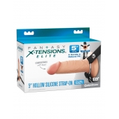 Телесный пустотелый фаллопротез 5’’ Hollow Silicone Strap-On - 14 см. - Pipedream - купить с доставкой в Симферополе