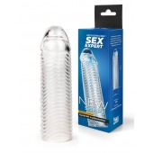 Прозрачная закрытая насадка на пенис с ребрышками - 16 см. - Sex Expert - в Симферополе купить с доставкой