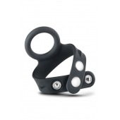 Черное эрекционное кольцо с подхватом мошонки на кнопках VS6 - Blush Novelties - в Симферополе купить с доставкой