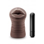 Коричневый мастурбатор-ротик Krystal Vibrating Masturbator - Blush Novelties - в Симферополе купить с доставкой