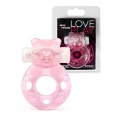 Розовое эрекционное виброкольцо в форме мишки - 1137 - в Симферополе купить с доставкой