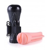 Телесный мастурбатор-вагина в черной колбе с вибрацией - Boys of Toys - в Симферополе купить с доставкой