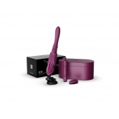 Фиолетовая секс-машина с функцией нагрева, насадками и присоской Sesh - Zalo - купить с доставкой в Симферополе