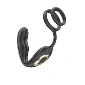 Черная анальная пробка с вращением и эрекционными кольцами - Ibiza - в Симферополе купить с доставкой