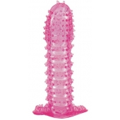 Гелевая розовая насадка с шипами - 12 см. - Toyfa Basic - в Симферополе купить с доставкой