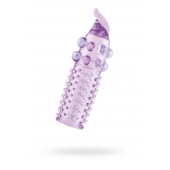 Гелевая фиолетовая насадка с шариками, шипами и усиком - 11 см. - Toyfa Basic - в Симферополе купить с доставкой