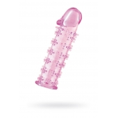 Гелевая розовая насадка на фаллос с шипами - 12 см. - Toyfa Basic - в Симферополе купить с доставкой