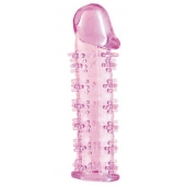 Гелевая розовая насадка на фаллос с шипами - 12 см. - Toyfa Basic - в Симферополе купить с доставкой