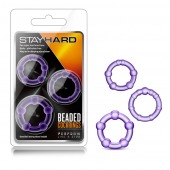 Набор из 3 фиолетовых эрекционных колец Stay Hard Beaded Cockrings - Blush Novelties - в Симферополе купить с доставкой