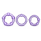 Набор из 3 фиолетовых эрекционных колец Stay Hard Beaded Cockrings - Blush Novelties - в Симферополе купить с доставкой