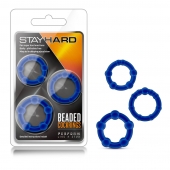 Набор из 3 синих эрекционных колец Stay Hard Beaded Cockrings - Blush Novelties - в Симферополе купить с доставкой