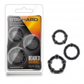 Набор из 3 чёрных эрекционных колец Stay Hard Beaded Cockrings - Blush Novelties - в Симферополе купить с доставкой