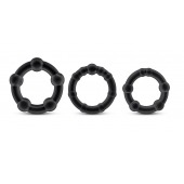 Набор из 3 чёрных эрекционных колец Stay Hard Beaded Cockrings - Blush Novelties - в Симферополе купить с доставкой