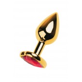 Золотистая анальная пробка с кристаллом-сердцем - 7,5 см. - ToyFa - купить с доставкой в Симферополе