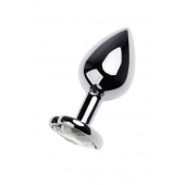 Серебристая анальная пробка с прозрачным кристаллом-сердцем - 8 см. - ToyFa - купить с доставкой в Симферополе