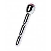 Серебристый уретральный плаг со стразом - 7 см. - ToyFa - купить с доставкой в Симферополе