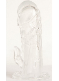 Прозрачная гелевая насадка с клиторальным отростком - 13 см. - Toyfa Basic - в Симферополе купить с доставкой