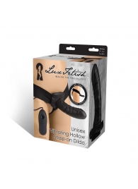 Чёрный полый страпон с вибрацией Unisex Vibrating Hollow Strap-On - 14 см. - Lux Fetish - купить с доставкой в Симферополе