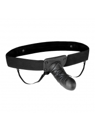 Чёрный полый страпон с вибрацией Unisex Vibrating Hollow Strap-On - 14 см. - Lux Fetish - купить с доставкой в Симферополе