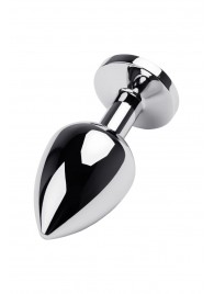 Серебристая коническая анальная пробка с красным кристаллом - 8 см. - ToyFa - купить с доставкой в Симферополе