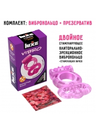 Розовое эрекционное виброкольцо Luxe VIBRO  Бархатный молот  + презерватив - Luxe - в Симферополе купить с доставкой