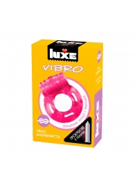 Розовое эрекционное виброкольцо Luxe VIBRO  Ужас Альпиниста  + презерватив - Luxe - в Симферополе купить с доставкой