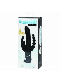 Черный перезаряжаемый вибратор Triple Curve Rechargeable Rabbit Vibrator - 25,4 см. - Happy Rabbit