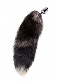 Серебристая металлическая анальная втулка с хвостом чернобурой лисы - размер S - ToyFa - купить с доставкой в Симферополе