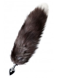 Серебристая металлическая анальная втулка с хвостом чернобурой лисы - размер S - ToyFa - купить с доставкой в Симферополе