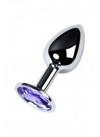 Серебристая конусовидная анальная пробка с фиолетовым кристаллом - 7 см. - ToyFa - купить с доставкой в Симферополе