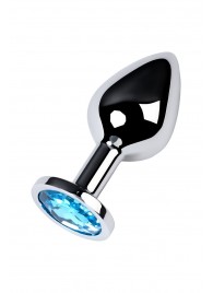 Серебристая конусовидная анальная пробка с голубым кристаллом - 8 см. - ToyFa - купить с доставкой в Симферополе