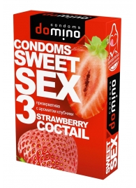 Презервативы для орального секса DOMINO Sweet Sex с ароматом клубничного коктейля  - 3 шт. - Domino - купить с доставкой в Симферополе