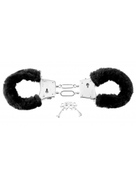 Меховые чёрные наручники Beginner s Furry Cuffs - Pipedream - купить с доставкой в Симферополе